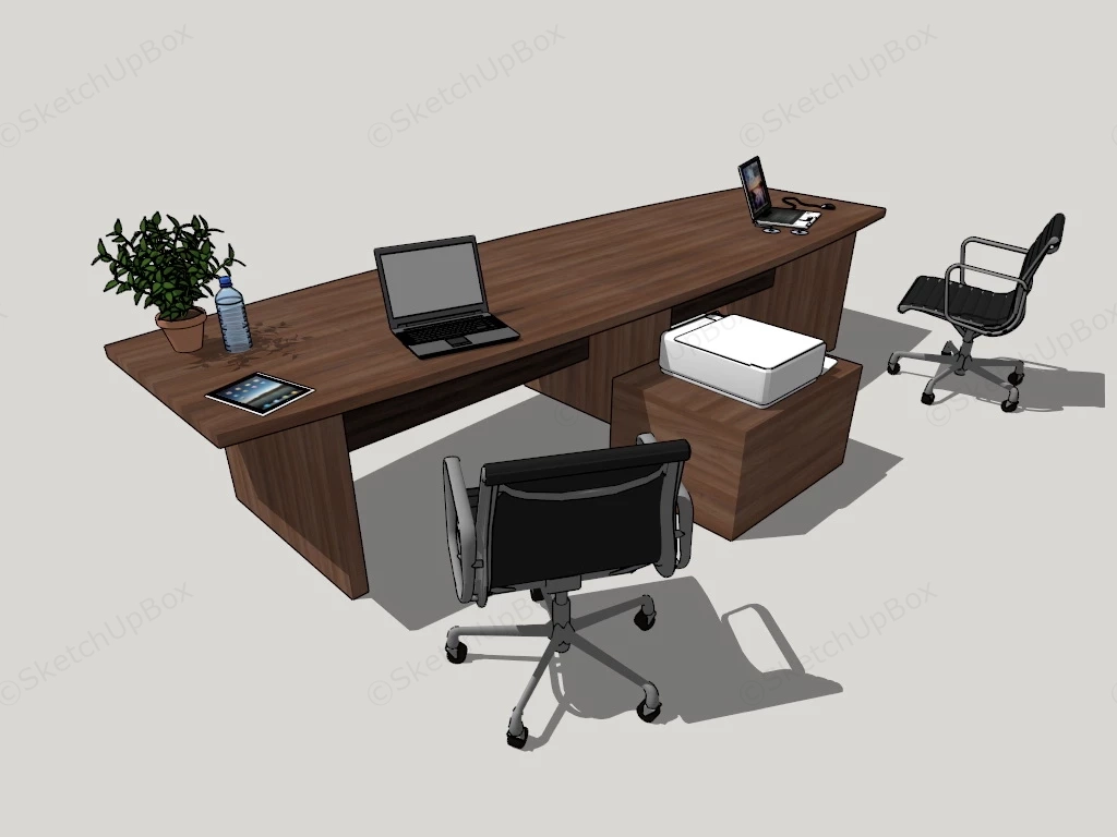 2 Person Workstation Desk sketchup model preview - SketchupBox