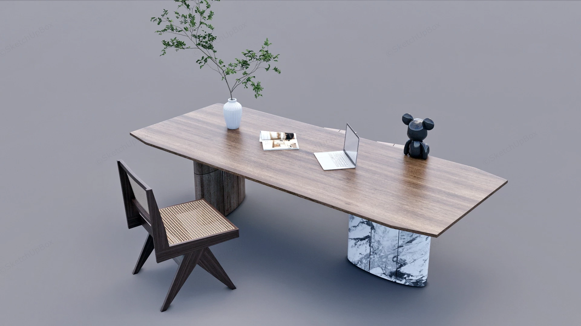 Zen Home Office Desk sketchup model preview - SketchupBox