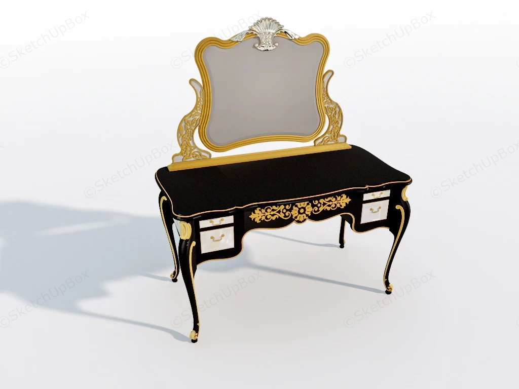 Antique Black Dressing Table sketchup model preview - SketchupBox