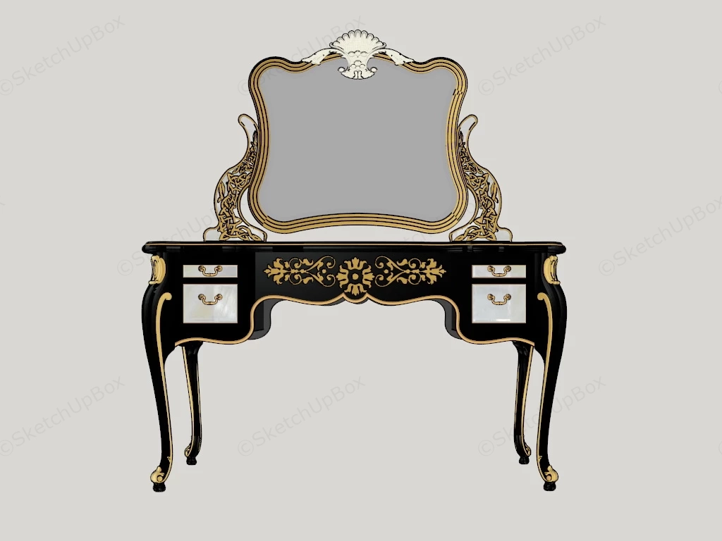 Antique Black Dressing Table sketchup model preview - SketchupBox