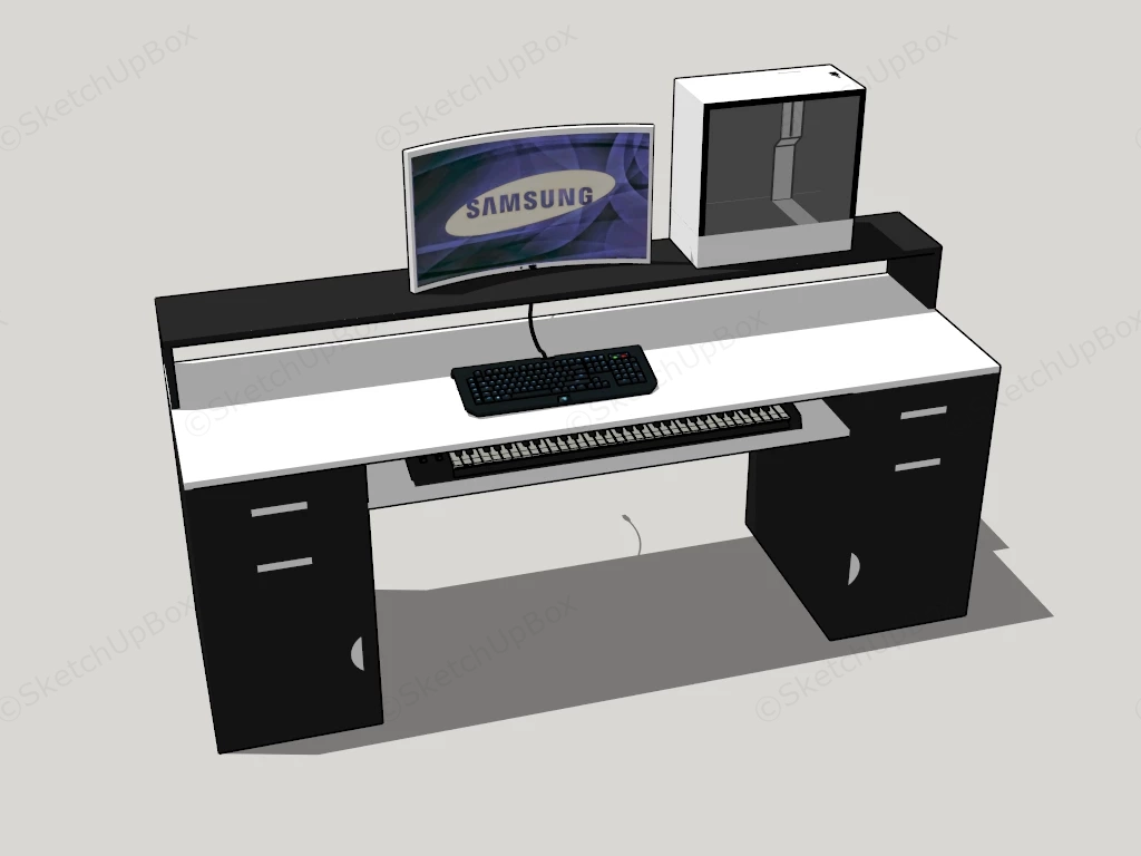 Home Computer Desk sketchup model preview - SketchupBox