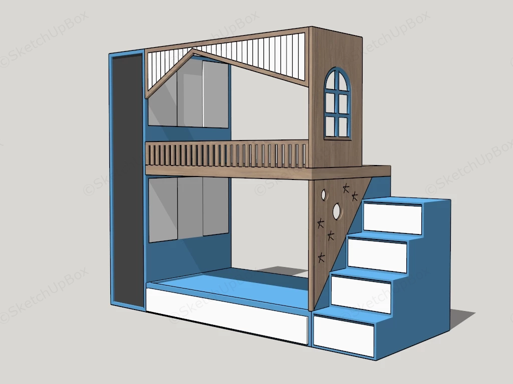 Child Bunk Bed With Storage sketchup model preview - SketchupBox