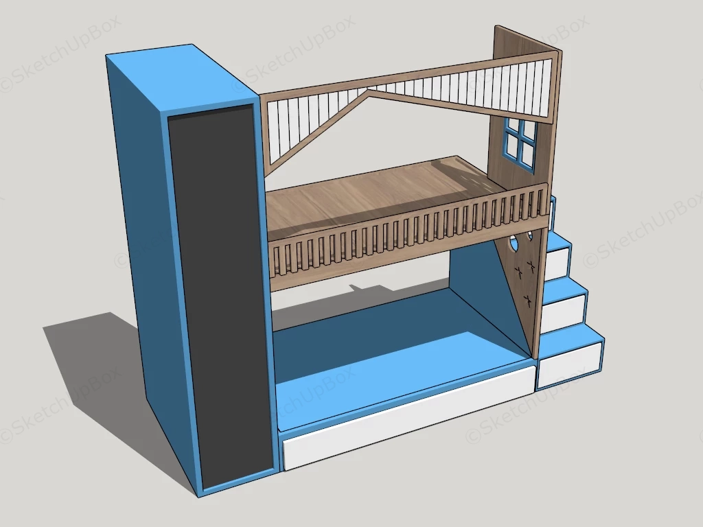 Child Bunk Bed With Storage sketchup model preview - SketchupBox