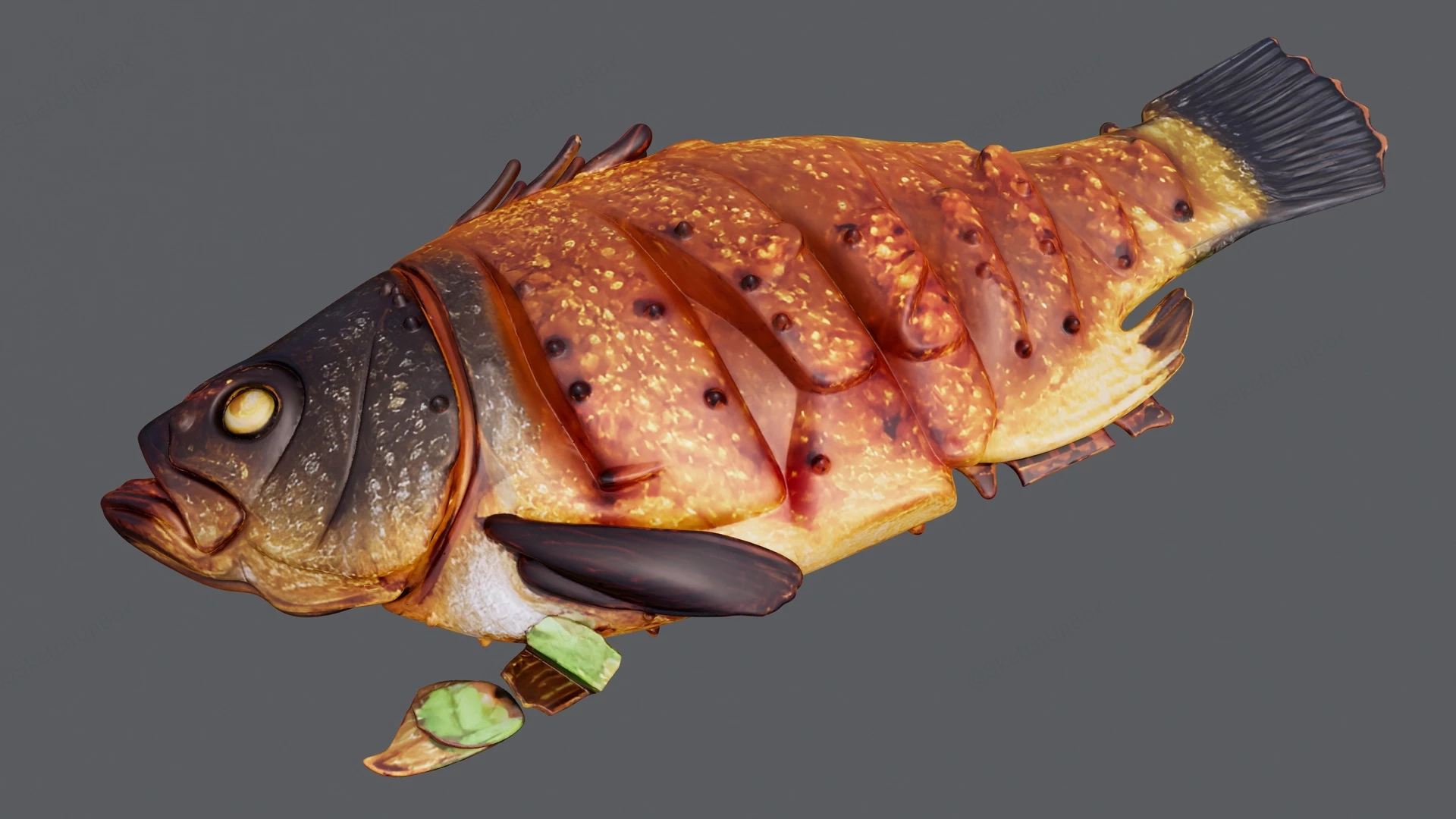 Roasted Whole Fish sketchup model preview - SketchupBox