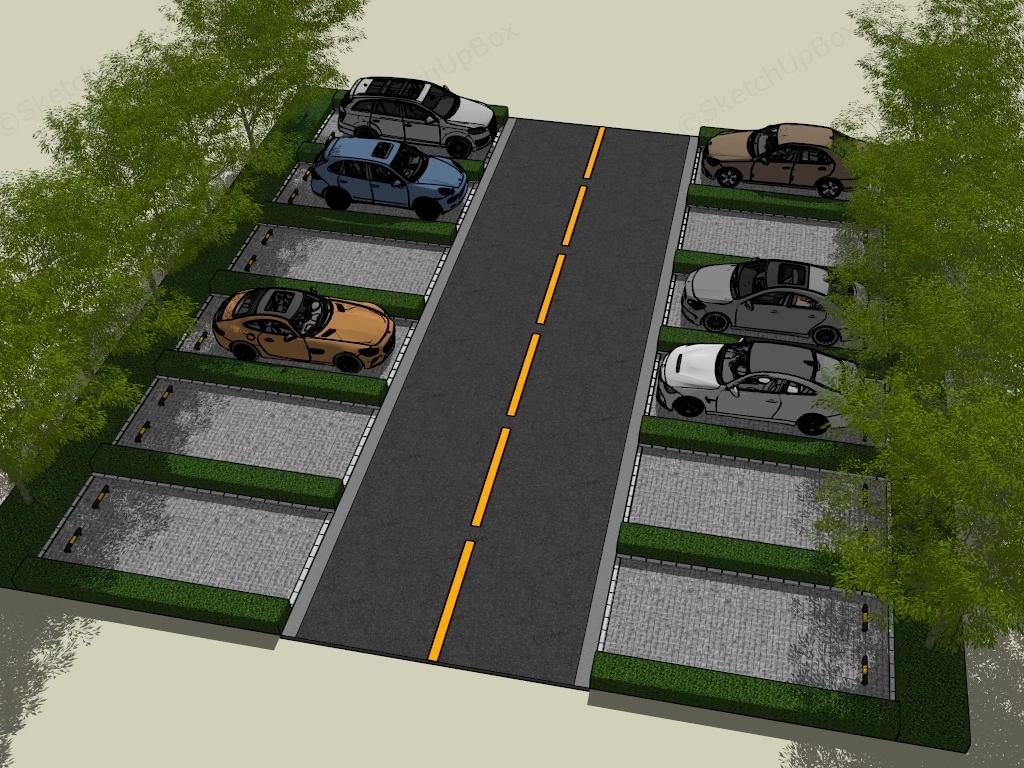 Public Car Parking sketchup model preview - SketchupBox