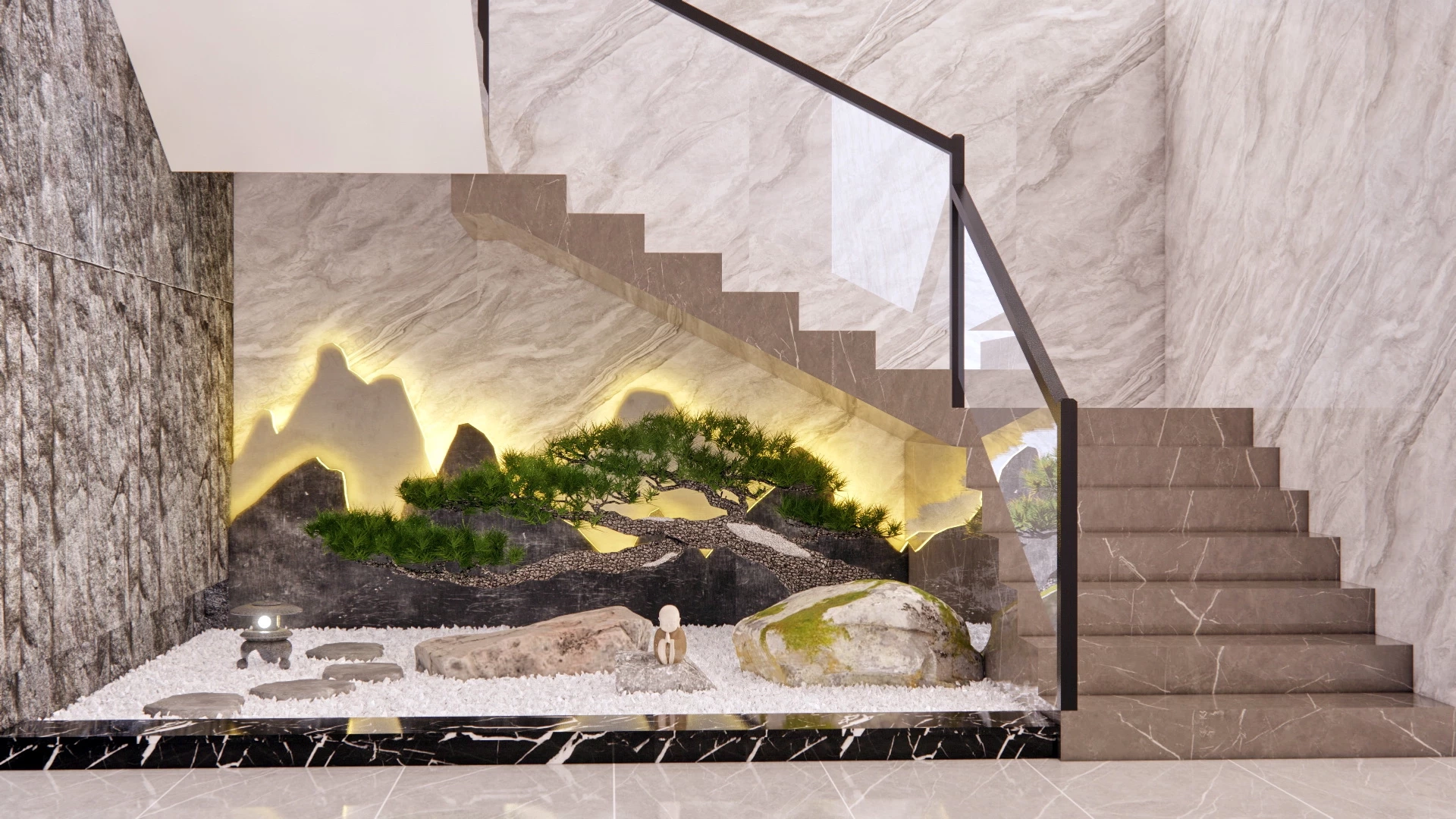 Zen Garden Under Stairs sketchup model preview - SketchupBox