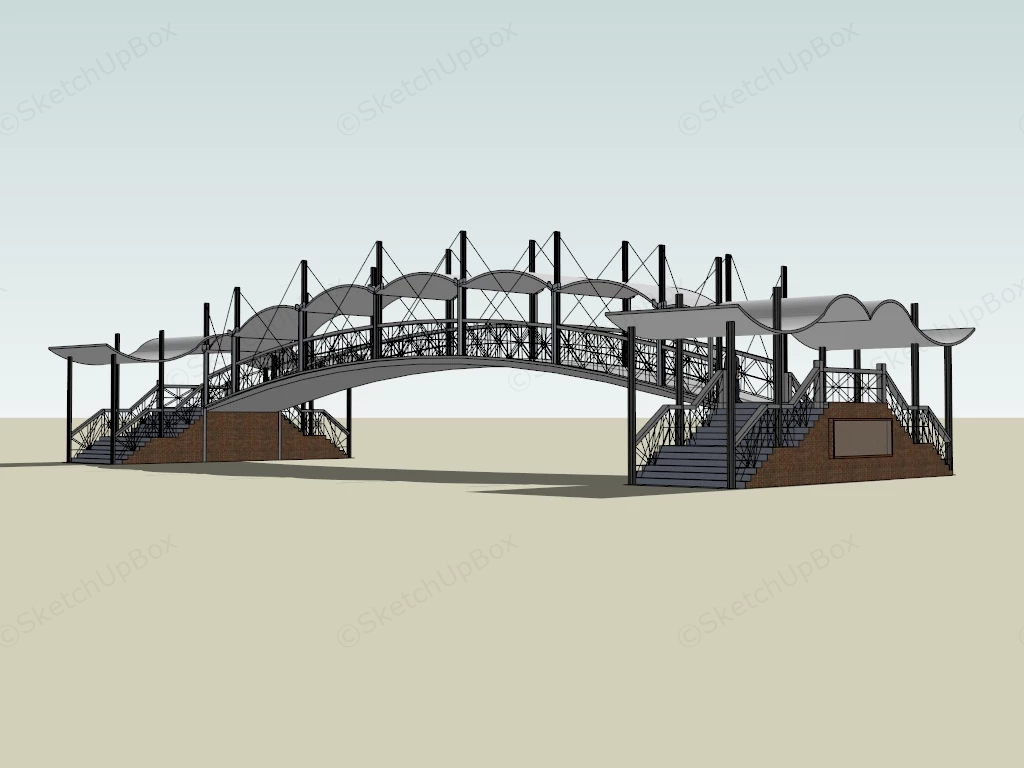 Pedestrian Crossing Bridge sketchup model preview - SketchupBox