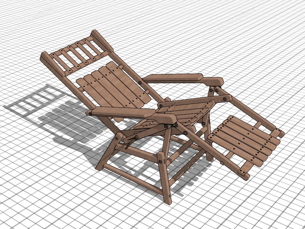 Foldable Wooden Sun Lounger sketchup model preview - SketchupBox