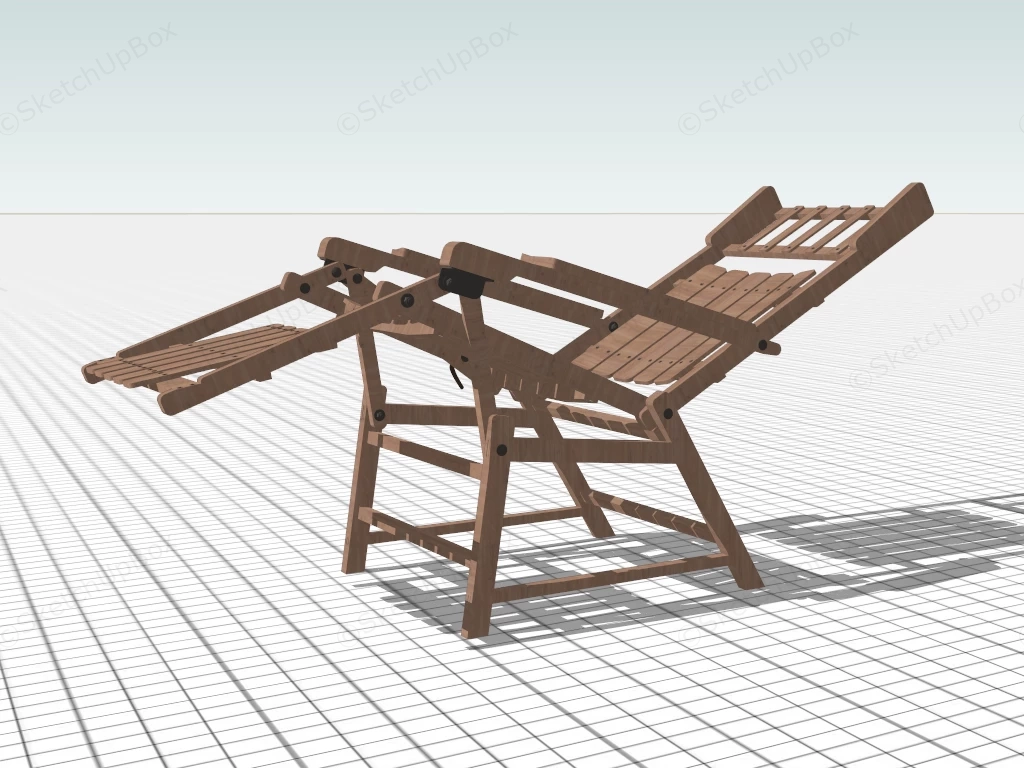 Foldable Wooden Sun Lounger sketchup model preview - SketchupBox