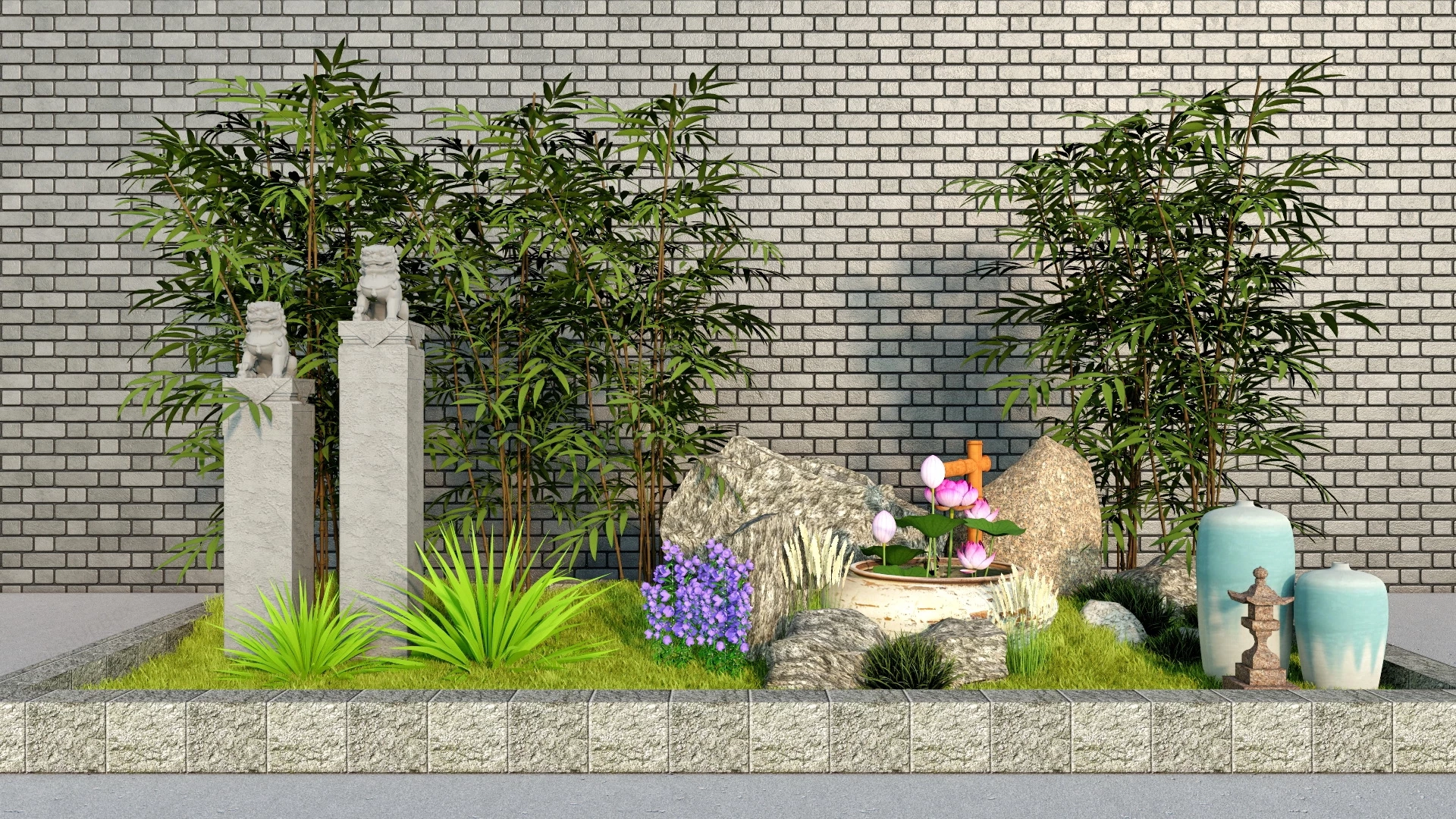 Small Backyard Landscaping Idea sketchup model preview - SketchupBox