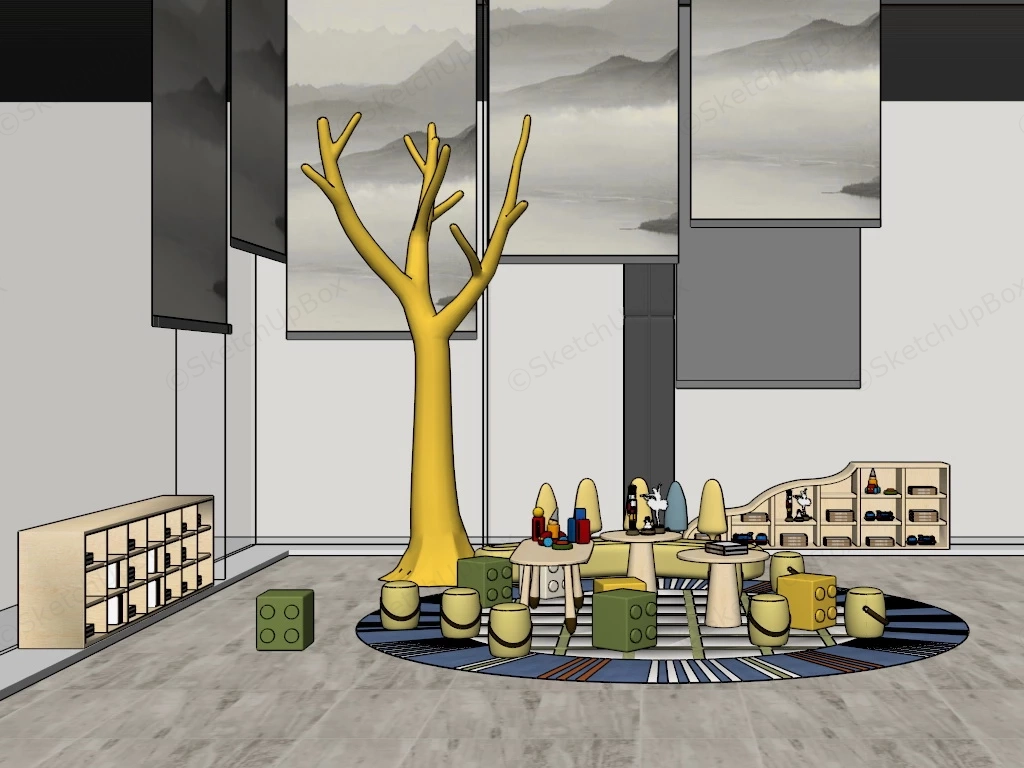 Kids Playroom Decor sketchup model preview - SketchupBox