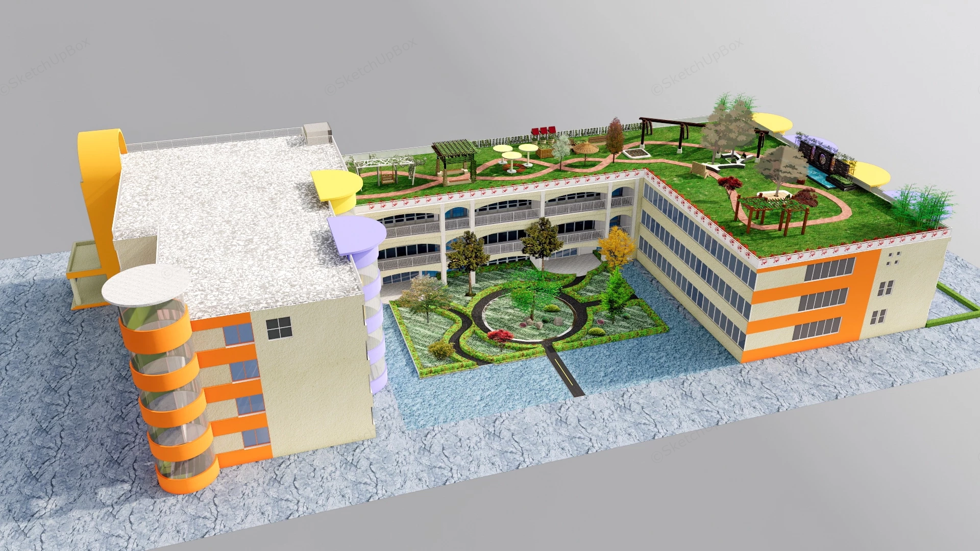 Kindergarten Building sketchup model preview - SketchupBox