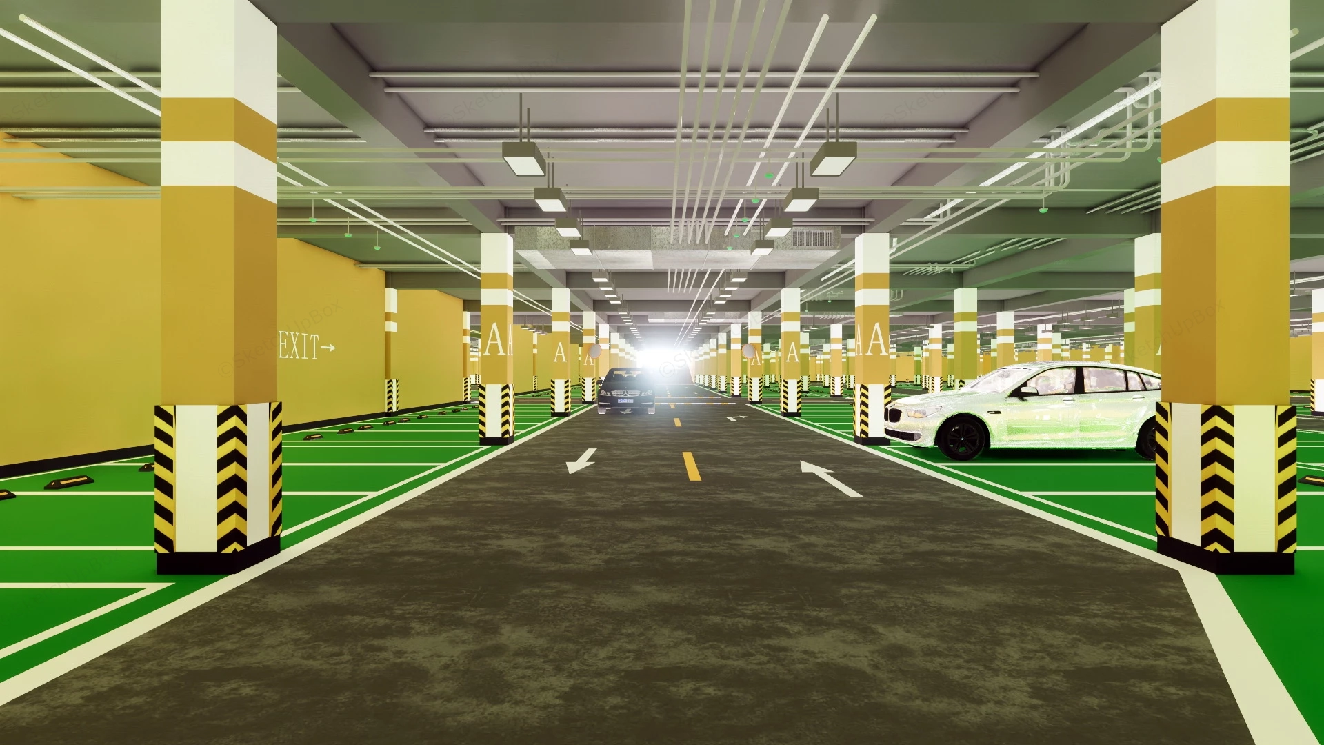 Underground Parking Garage sketchup model preview - SketchupBox