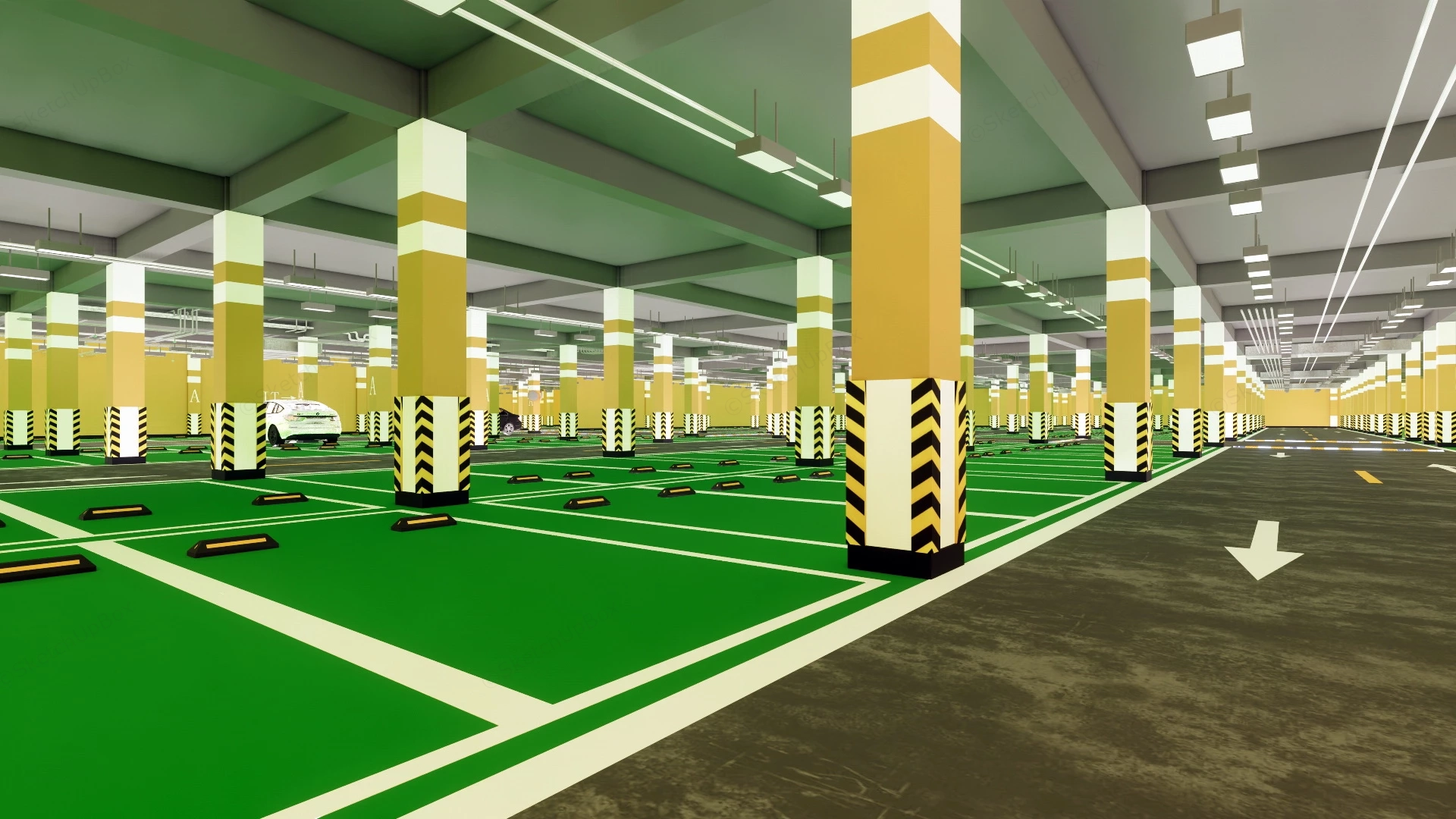 Underground Parking Garage sketchup model preview - SketchupBox