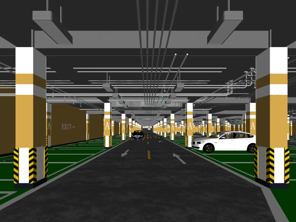 Underground Parking Garage sketchup model preview - SketchupBox