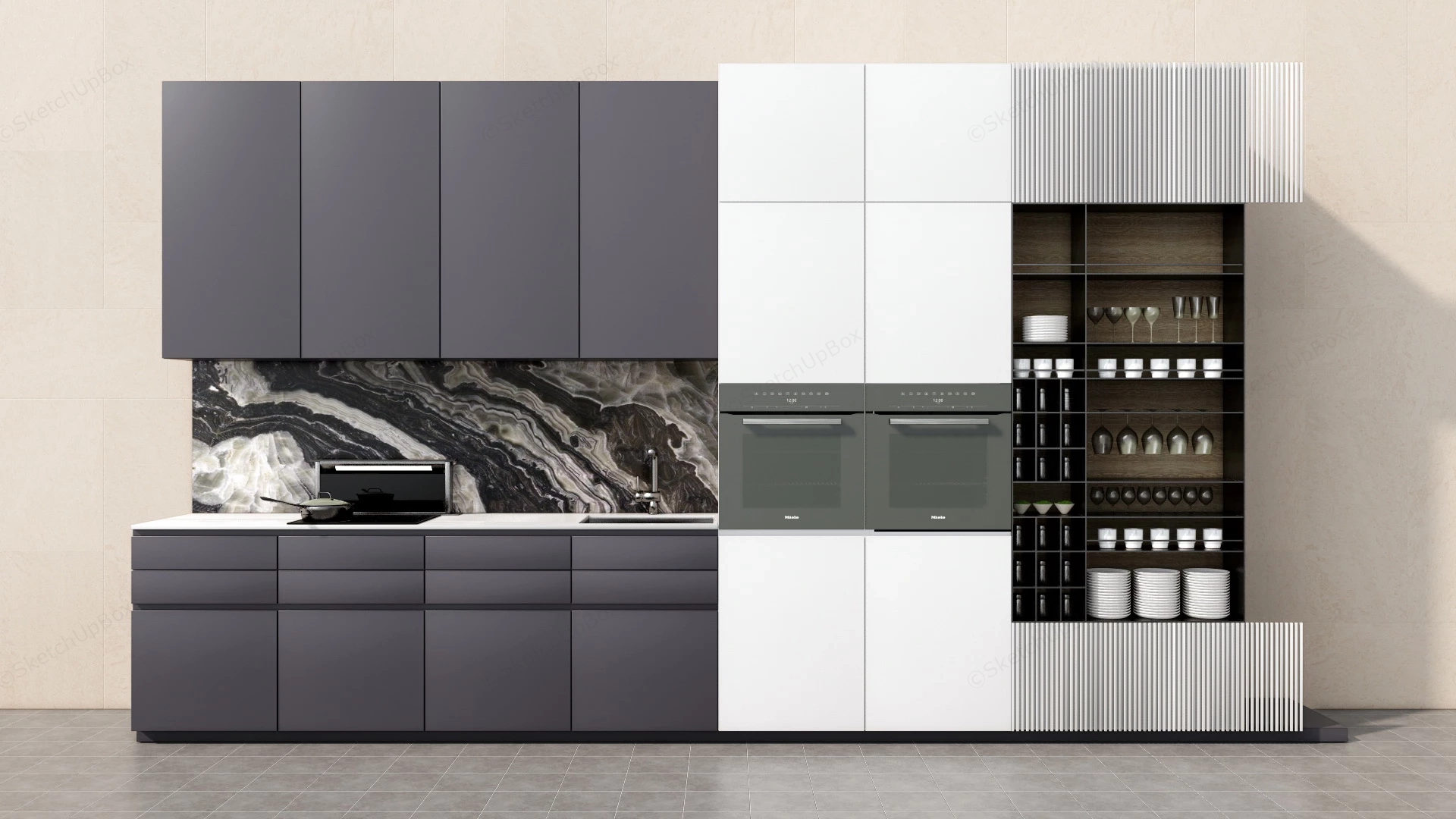 One Wall Kitchen Cabinets Design sketchup model preview - SketchupBox