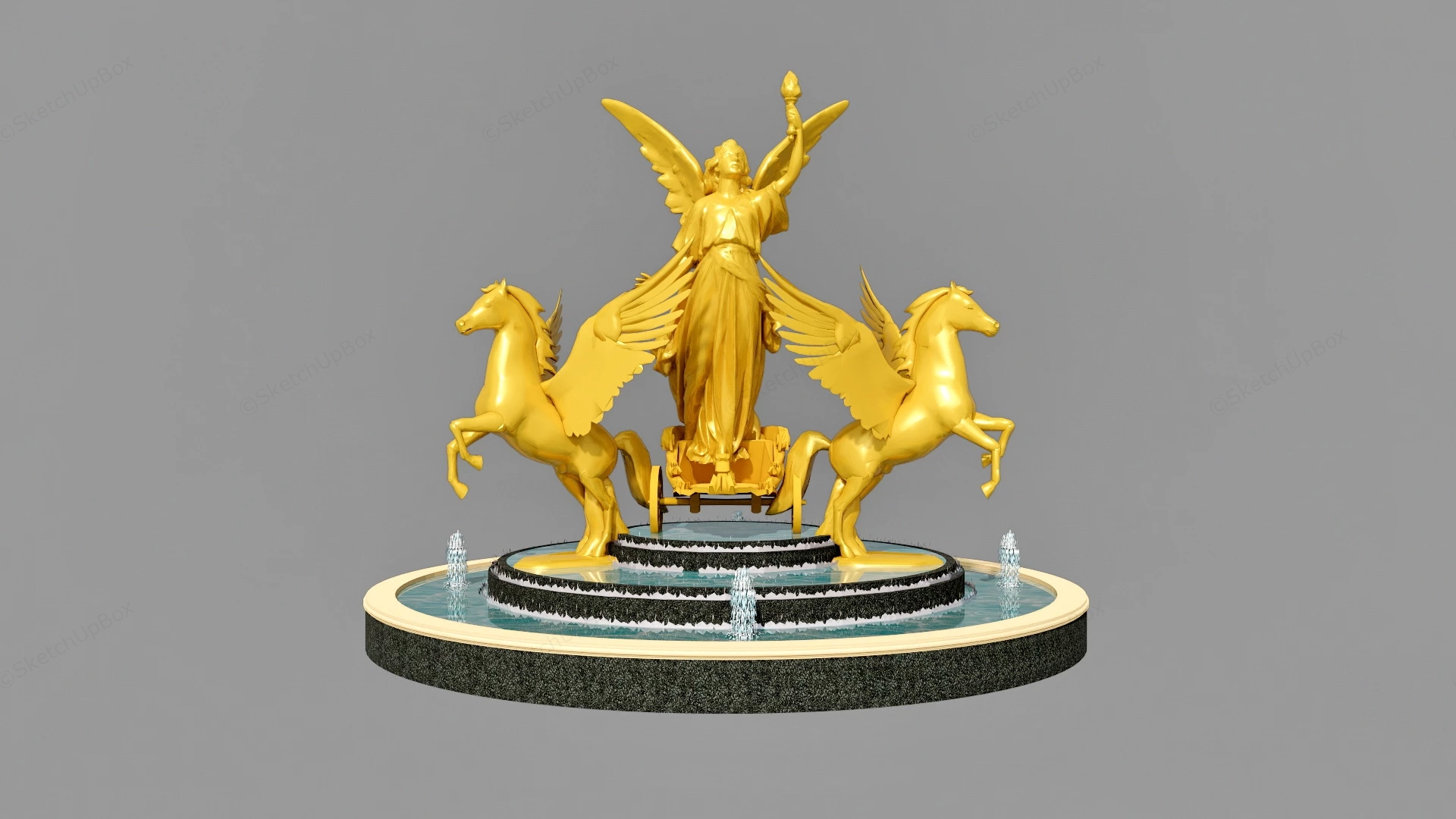 Roman Garden Fountain sketchup model preview - SketchupBox