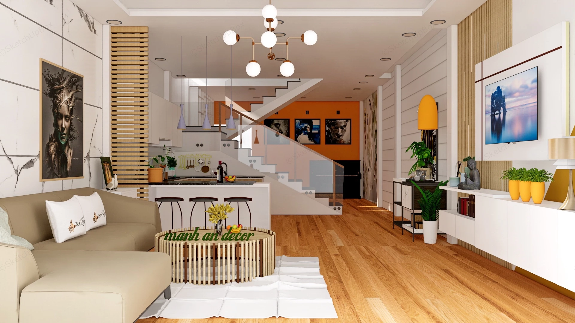 House First Floor Design sketchup model preview - SketchupBox