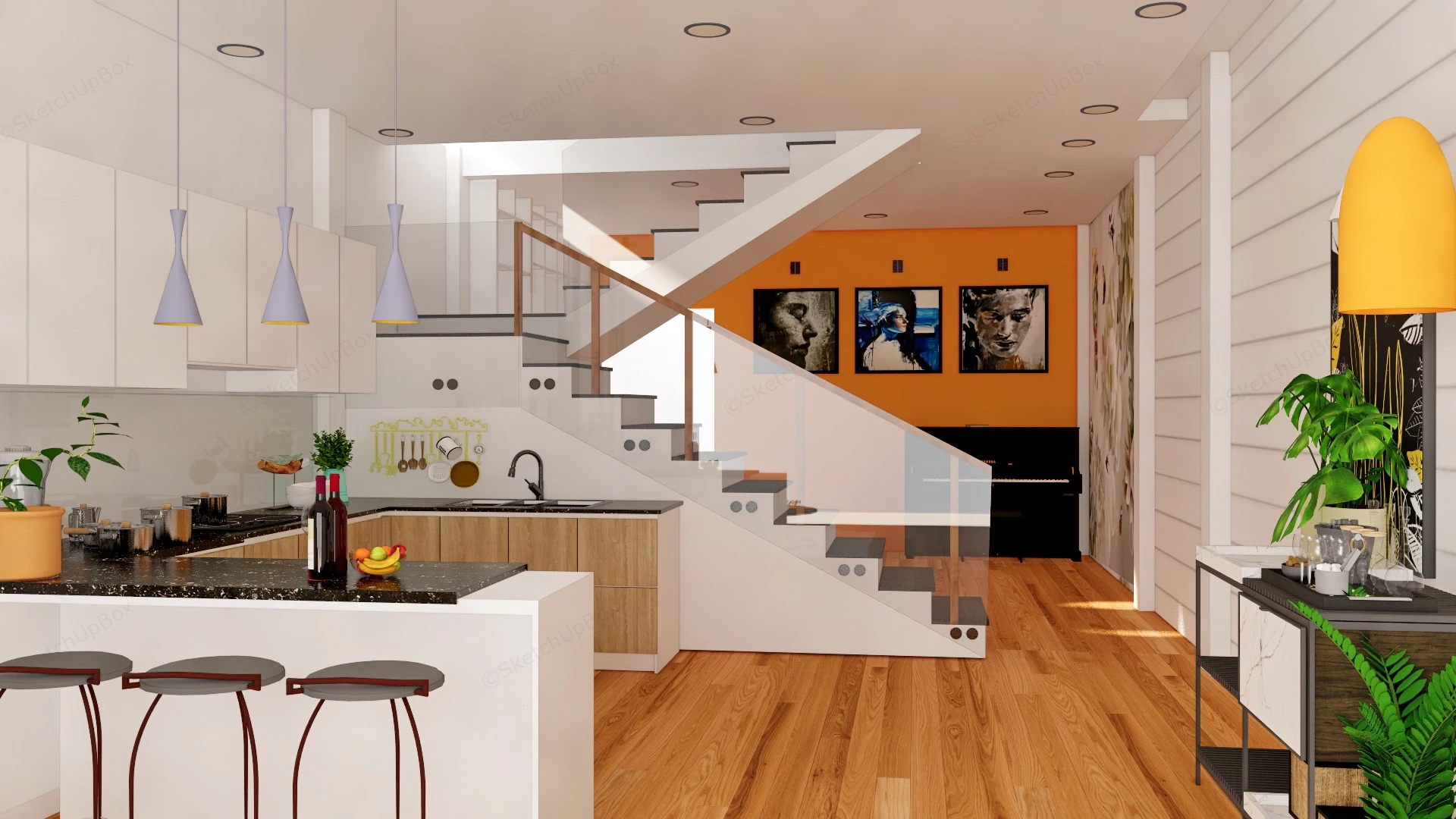 House First Floor Design sketchup model preview - SketchupBox