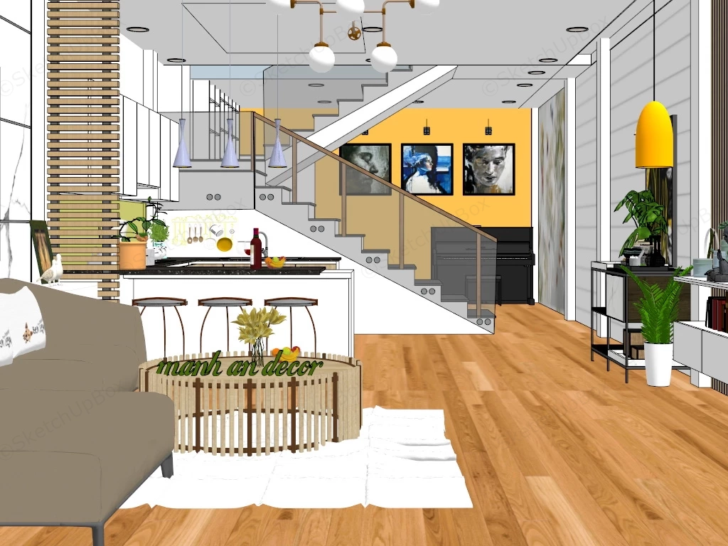 House First Floor Design sketchup model preview - SketchupBox