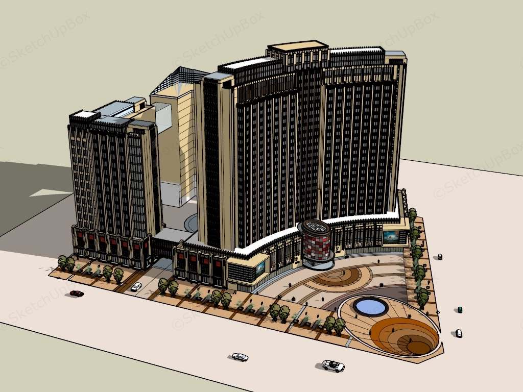 Art Deco Hotel Exterior Design sketchup model preview - SketchupBox
