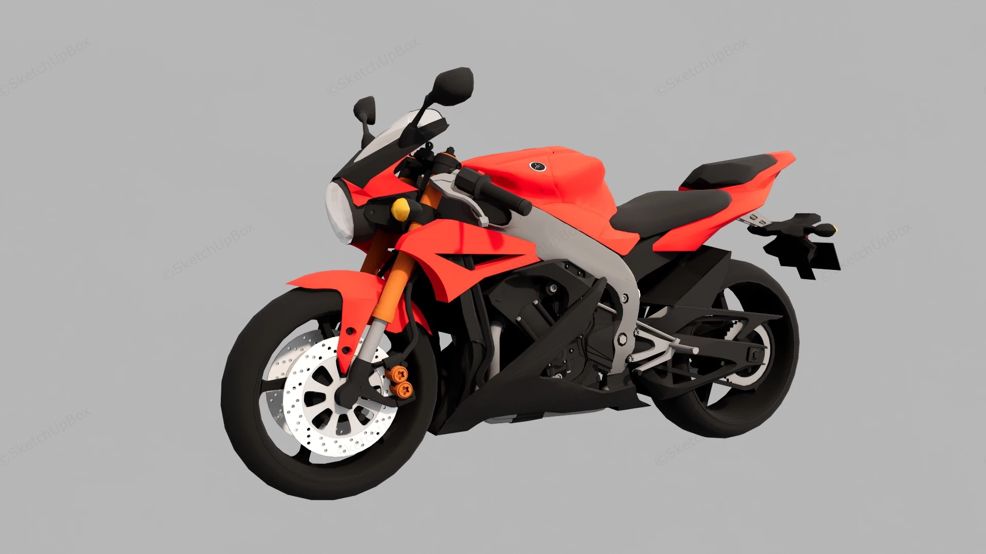 Yamaha YZF Sports Motorcycle sketchup model preview - SketchupBox