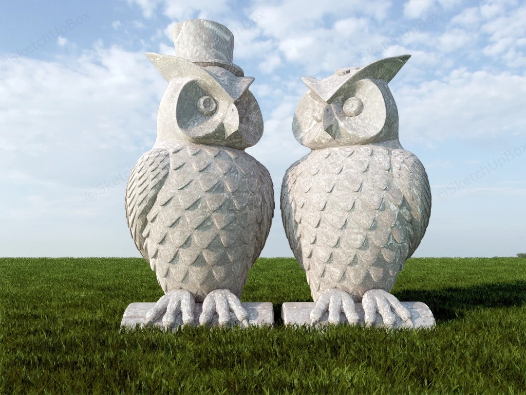 Stone Owls Sculpture sketchup model preview - SketchupBox