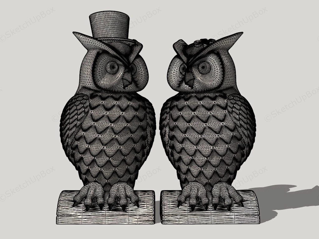 Stone Owls Sculpture sketchup model preview - SketchupBox