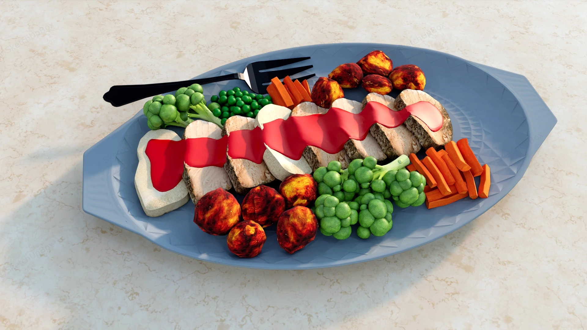 Healthy Fitness Meal sketchup model preview - SketchupBox