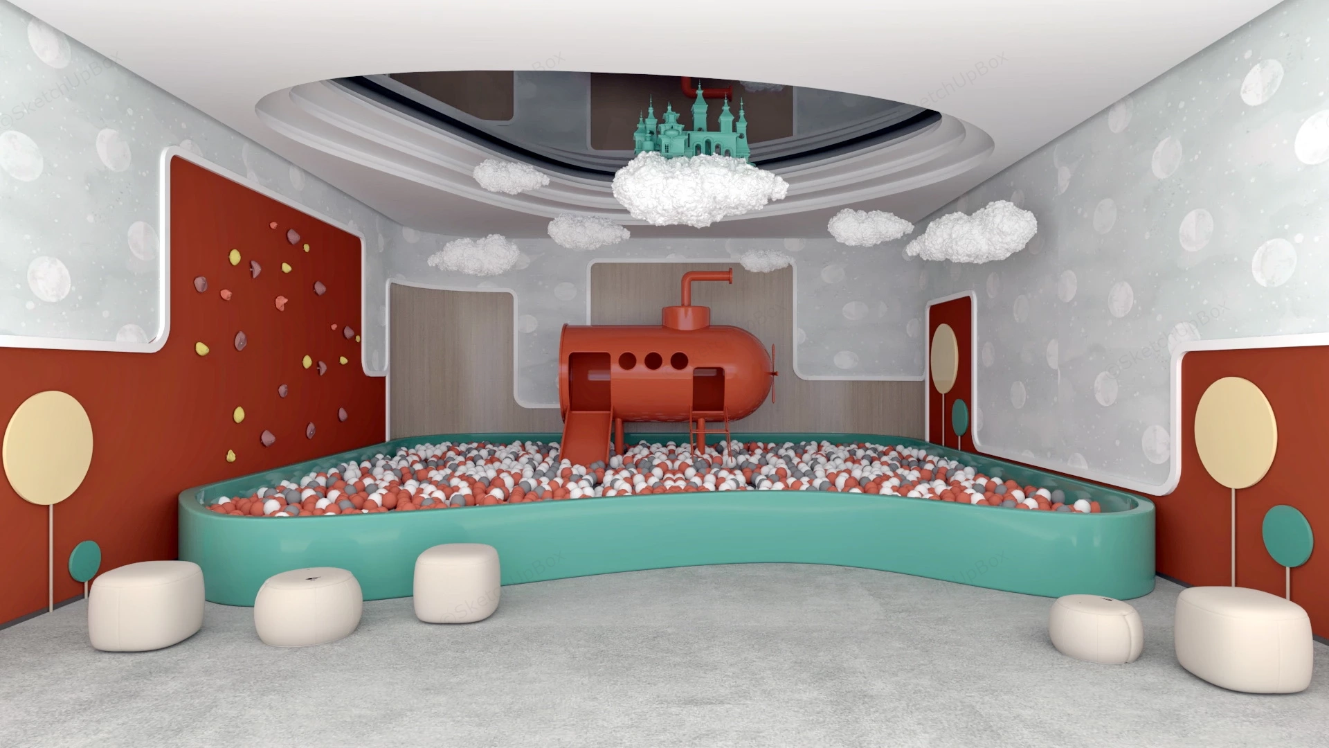 Indoor Ball Pit With Slide sketchup model preview - SketchupBox
