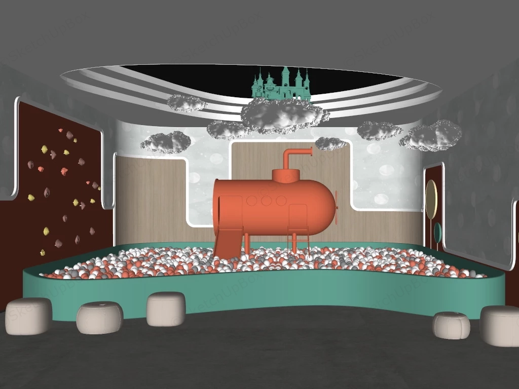 Indoor Ball Pit With Slide sketchup model preview - SketchupBox