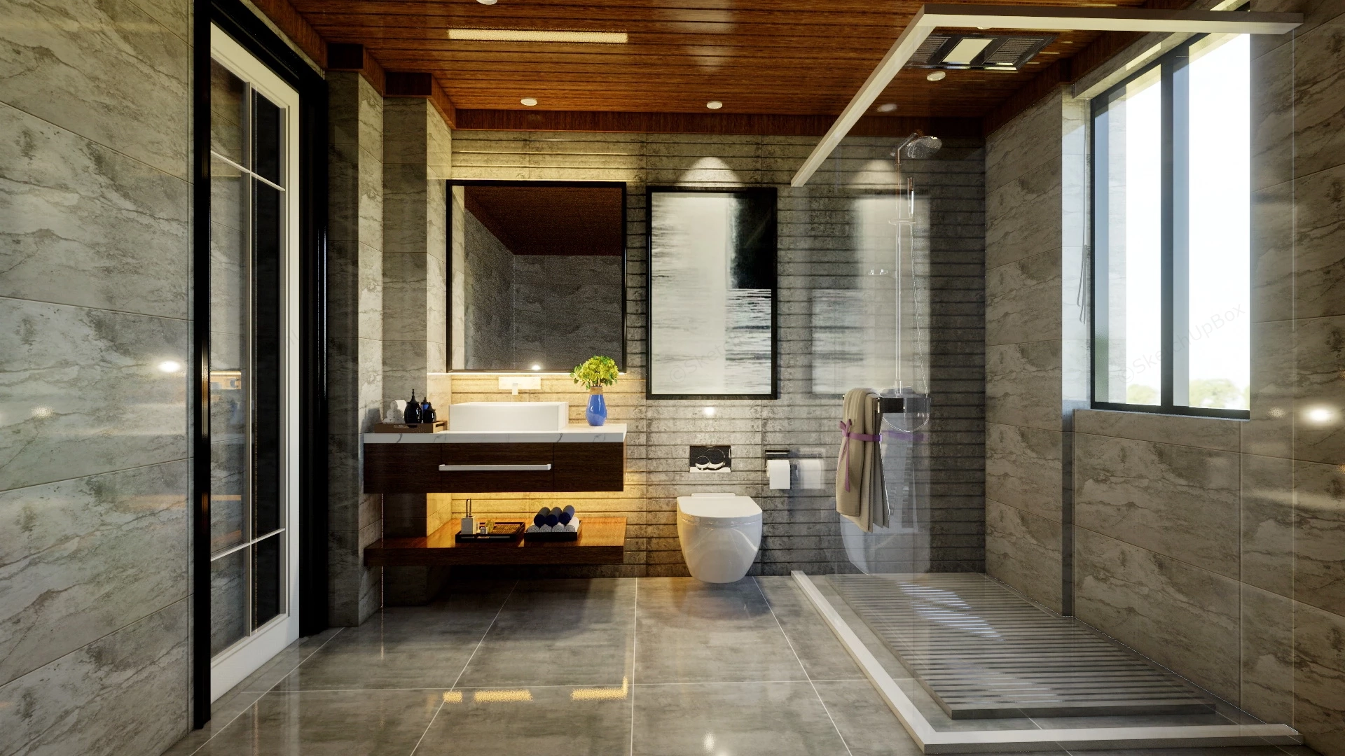Brown Marble Bathroom sketchup model preview - SketchupBox