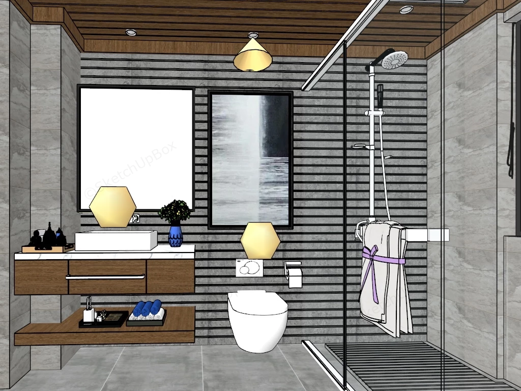 Brown Marble Bathroom sketchup model preview - SketchupBox