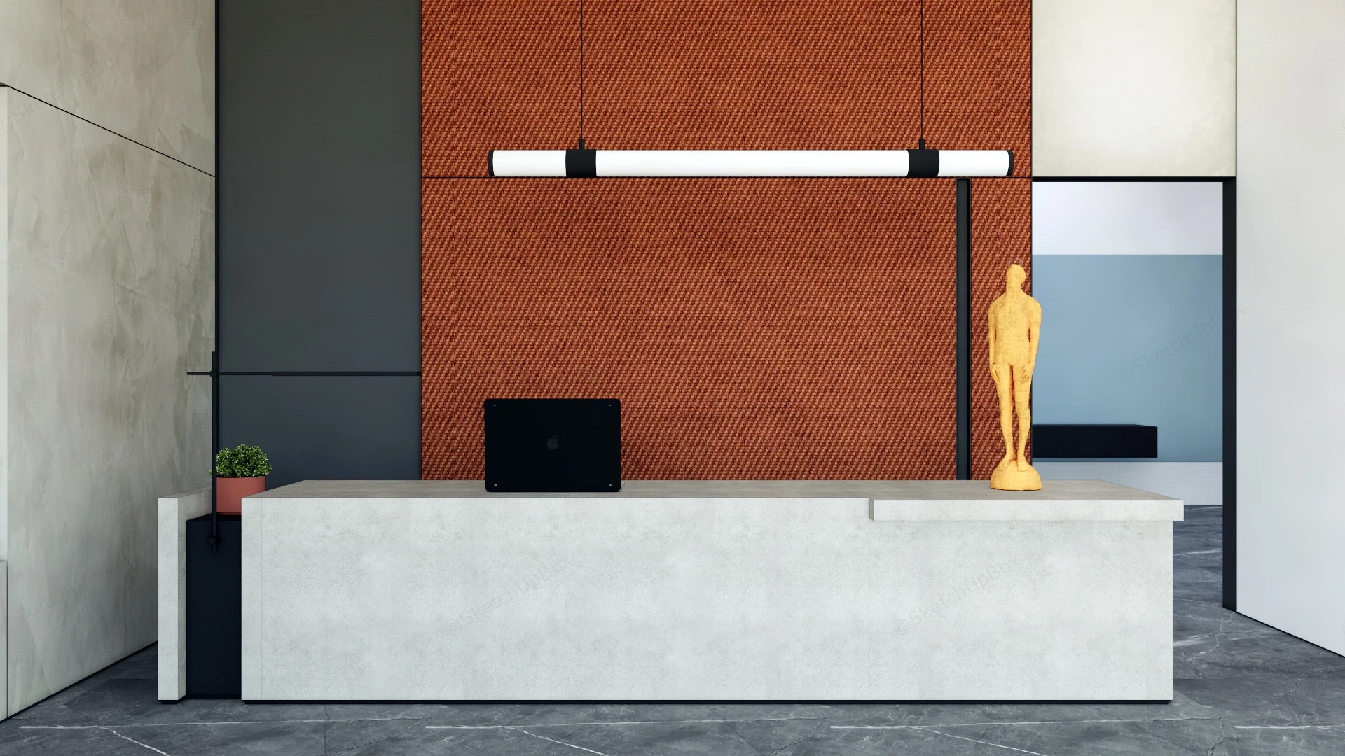 Office Front Desk Design sketchup model preview - SketchupBox