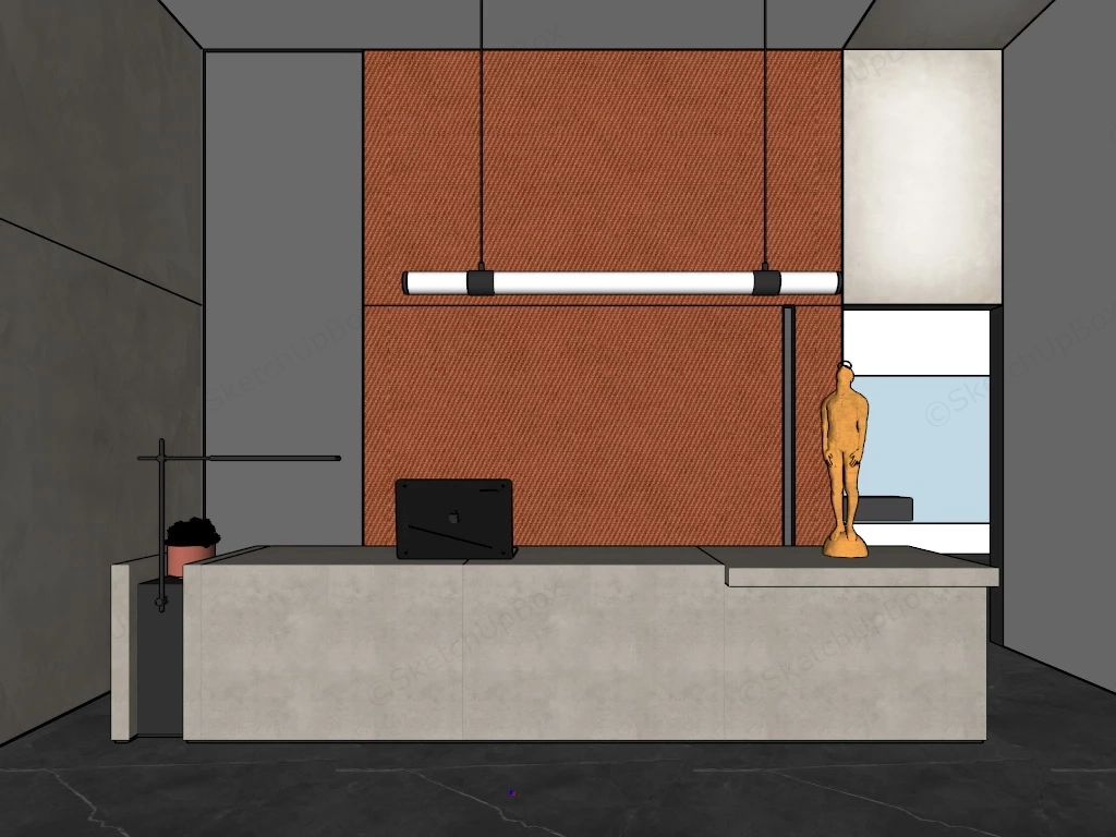 Office Front Desk Design sketchup model preview - SketchupBox