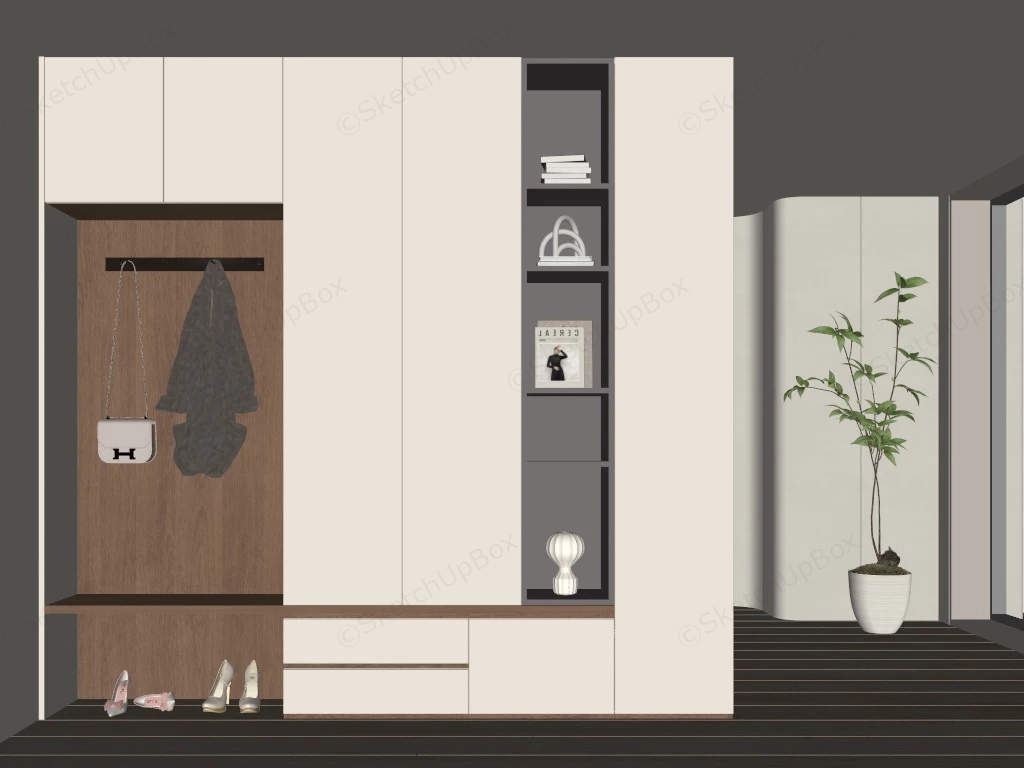 Modern Entryway Storage Design sketchup model preview - SketchupBox