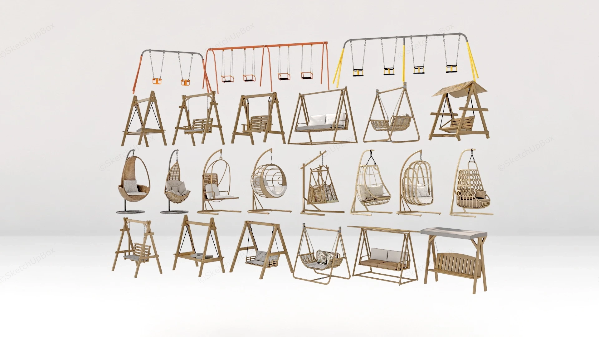 Outdoor Swing Collection sketchup model preview - SketchupBox