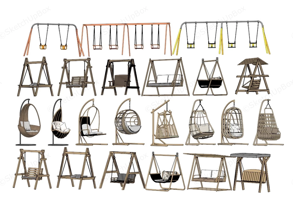 Outdoor Swing Collection sketchup model preview - SketchupBox