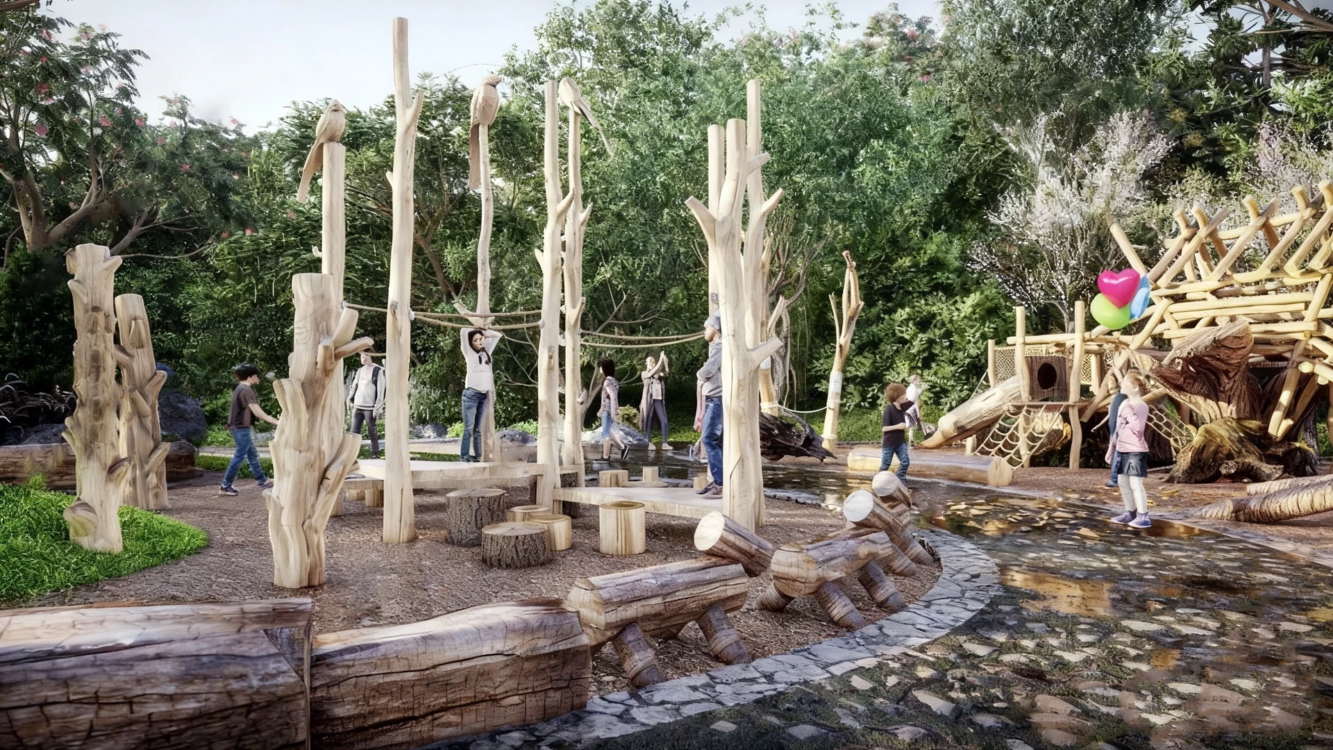 Rustic Wooden Playground sketchup model preview - SketchupBox