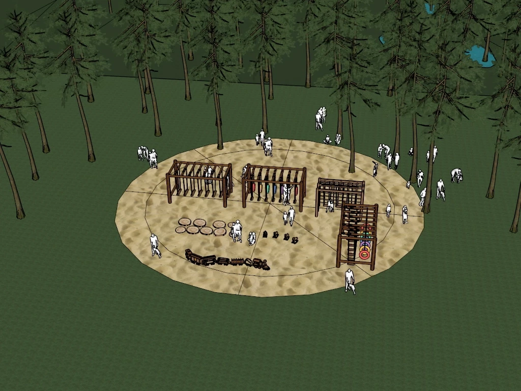 Wooden Adventure Playground Equipment sketchup model preview - SketchupBox