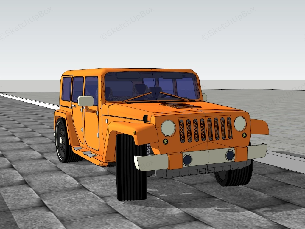 Orange Car Jeep sketchup model preview - SketchupBox