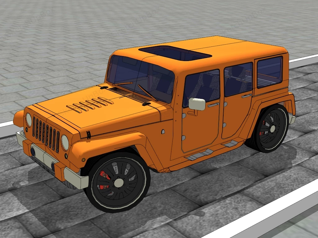 Orange Car Jeep sketchup model preview - SketchupBox