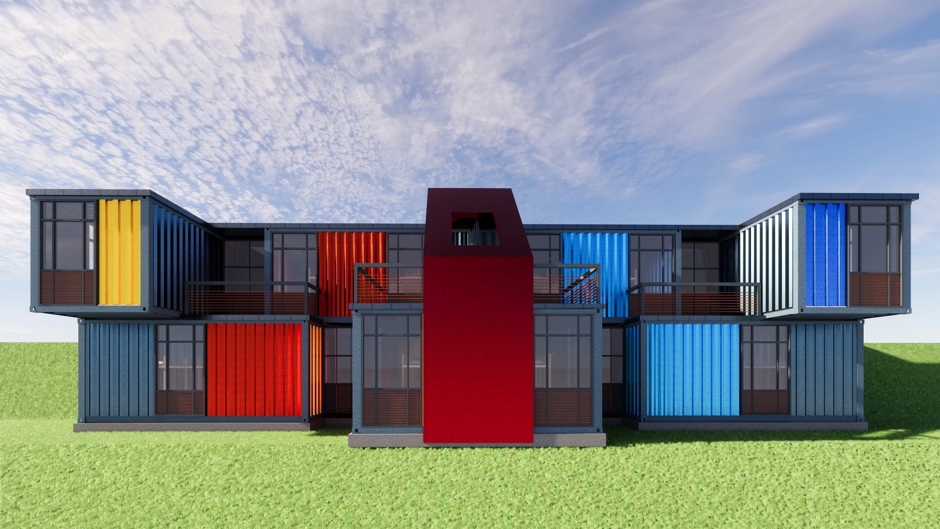 Large Shipping Container Home sketchup model preview - SketchupBox