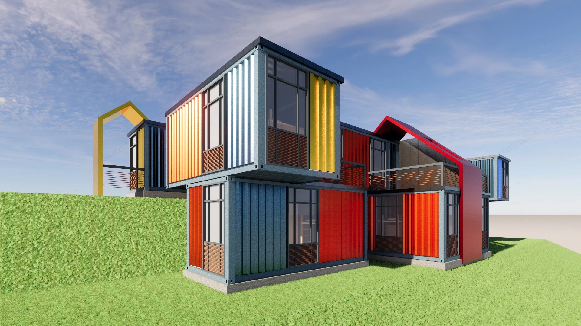 Large Shipping Container Home sketchup model preview - SketchupBox