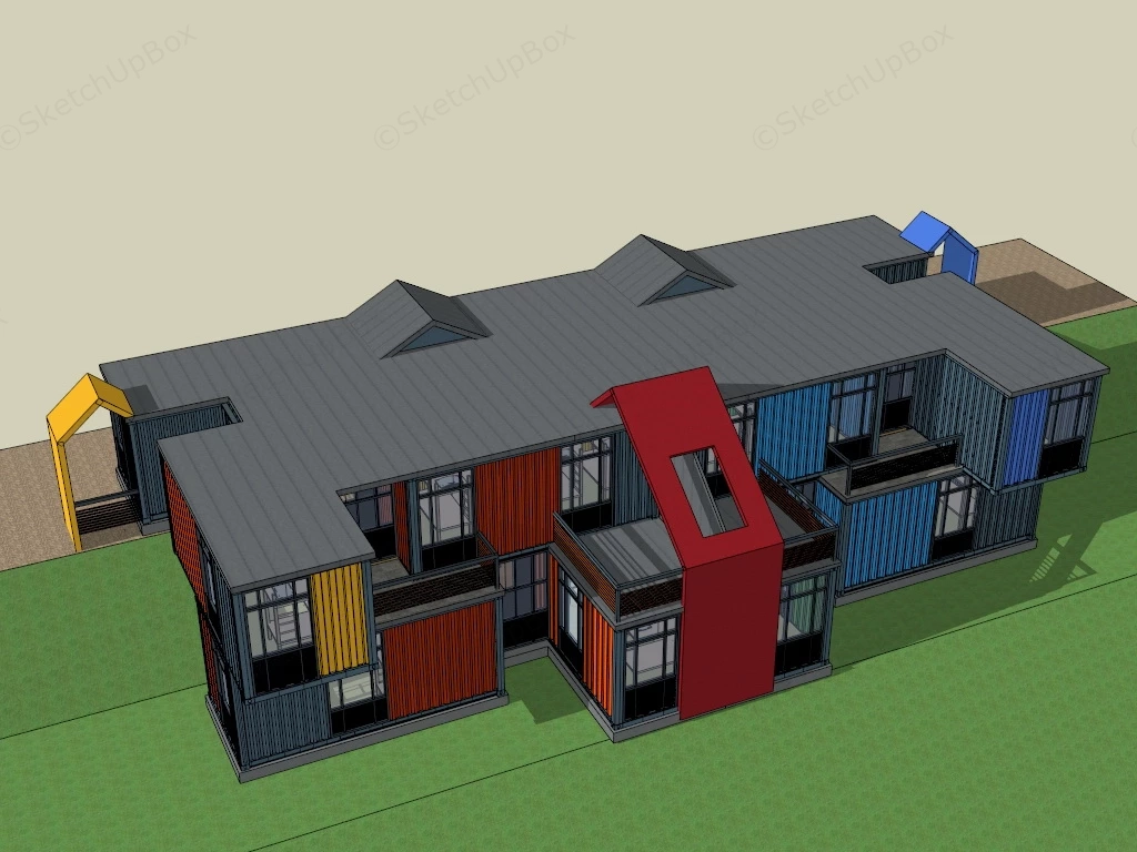 Large Shipping Container Home sketchup model preview - SketchupBox