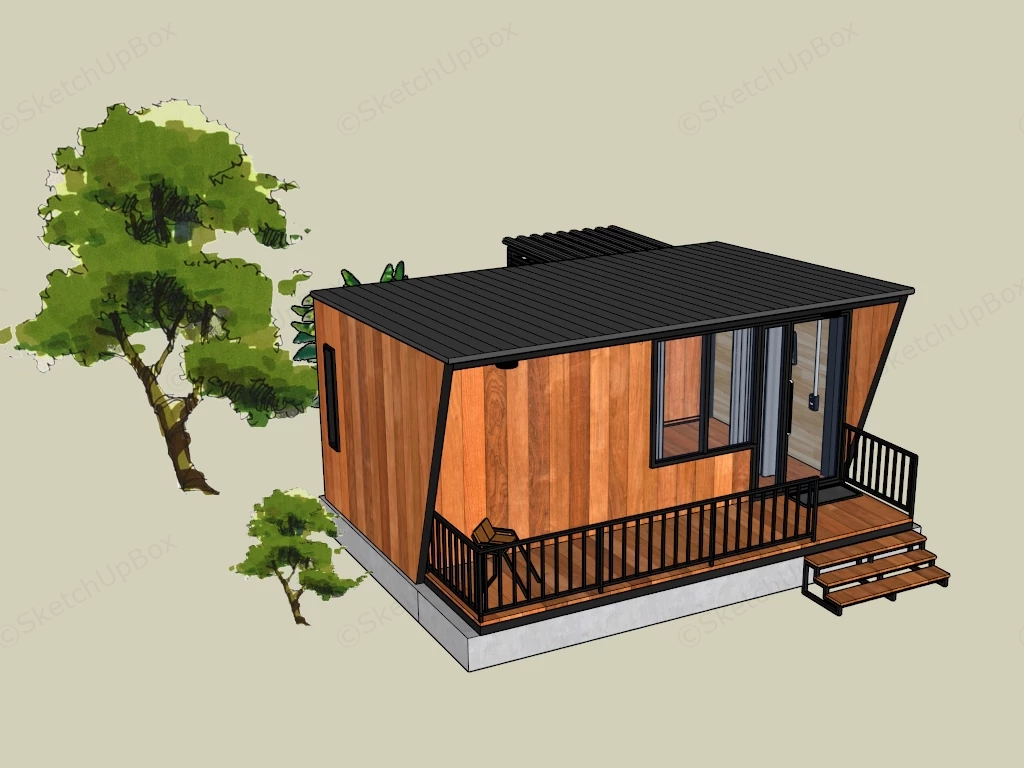 Small Wood Cottage sketchup model preview - SketchupBox