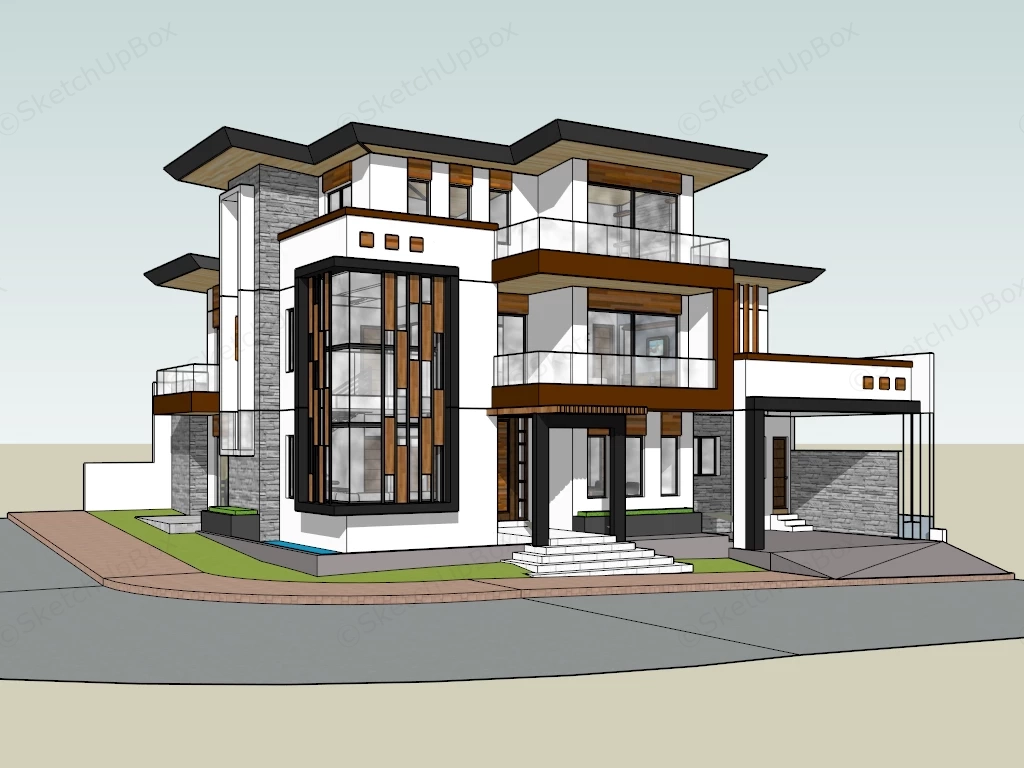 3 Storey Residential House sketchup model preview - SketchupBox