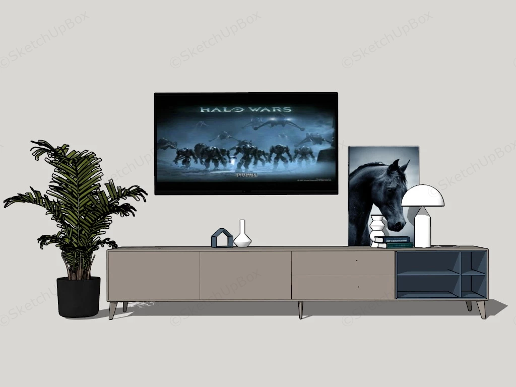 Modern Minimalist TV Cabinet sketchup model preview - SketchupBox