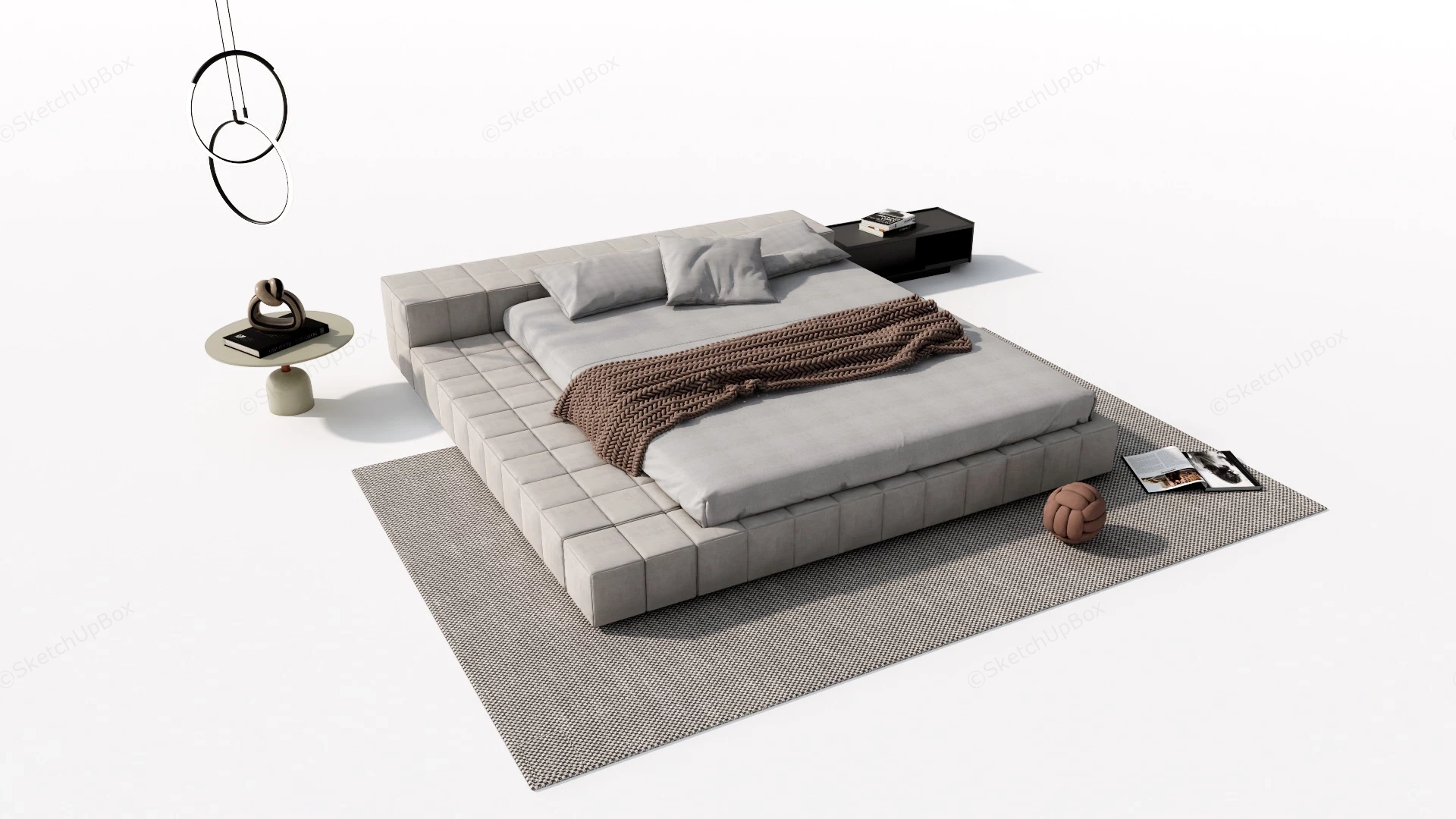 Upholstery Low Floor Bed sketchup model preview - SketchupBox