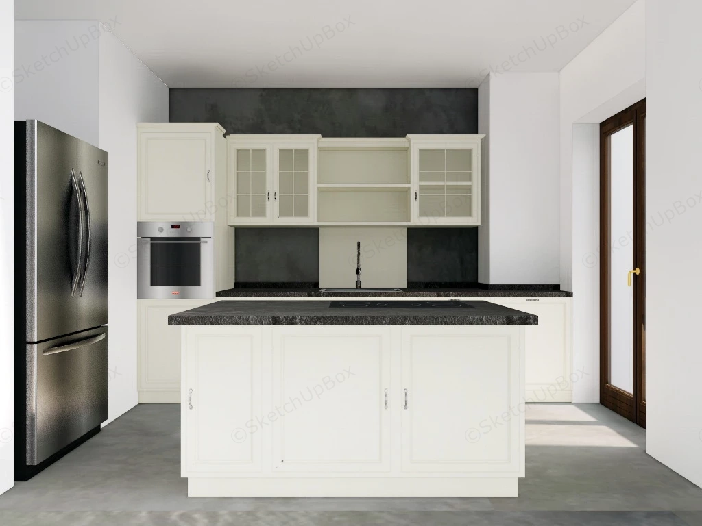 Small Kitchen With Island sketchup model preview - SketchupBox